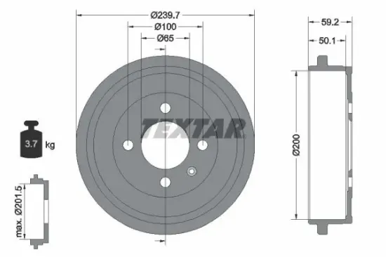 Bremstrommel TEXTAR 94022800 Bild Bremstrommel TEXTAR 94022800