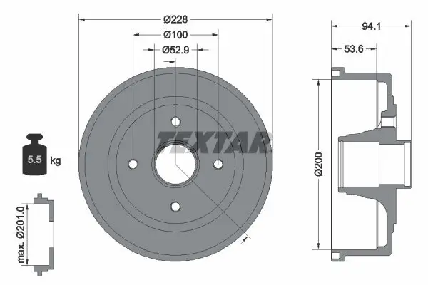 Bremstrommel TEXTAR 94024200