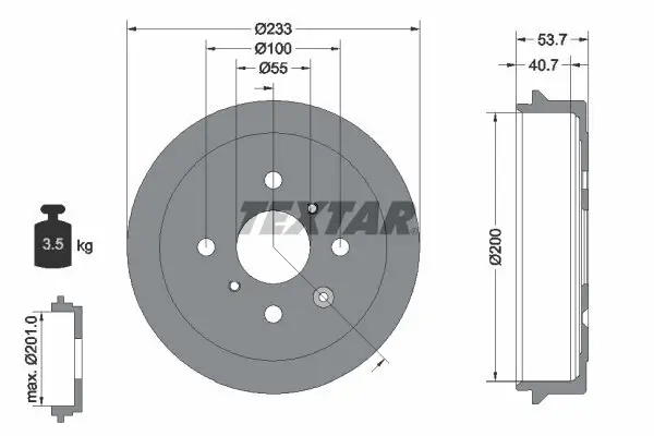 Bremstrommel Hinterachse TEXTAR 94026500