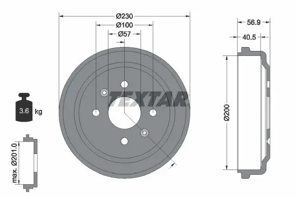 Bremstrommel Hinterachse TEXTAR 94032100