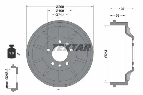 Bremstrommel Hinterachse TEXTAR 94032900 Bild Bremstrommel Hinterachse TEXTAR 94032900