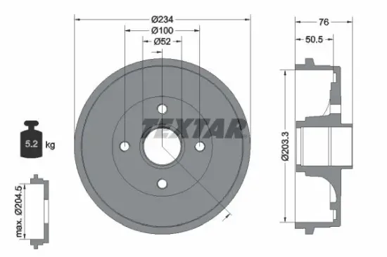 Bremstrommel Hinterachse TEXTAR 94033800 Bild Bremstrommel Hinterachse TEXTAR 94033800