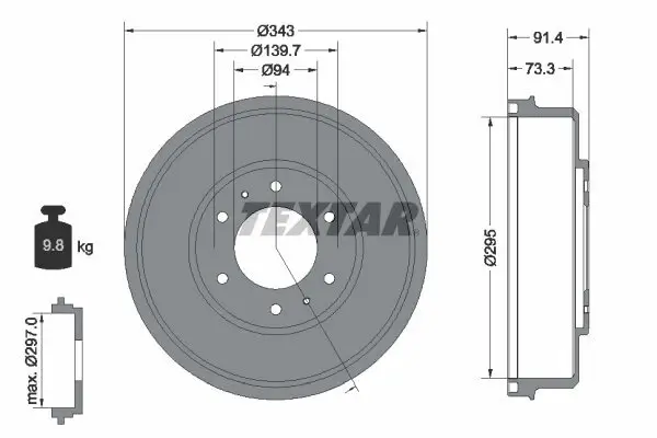 Bremstrommel Hinterachse TEXTAR 94035300