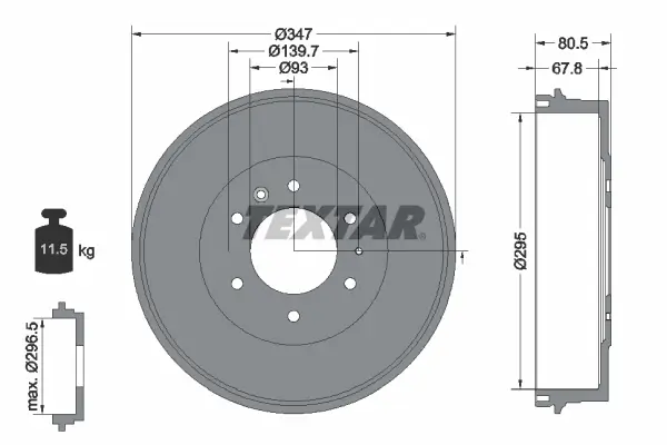 Bremstrommel Hinterachse TEXTAR 94035400