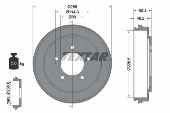 Bremstrommel TEXTAR 94036300 Bild Bremstrommel TEXTAR 94036300