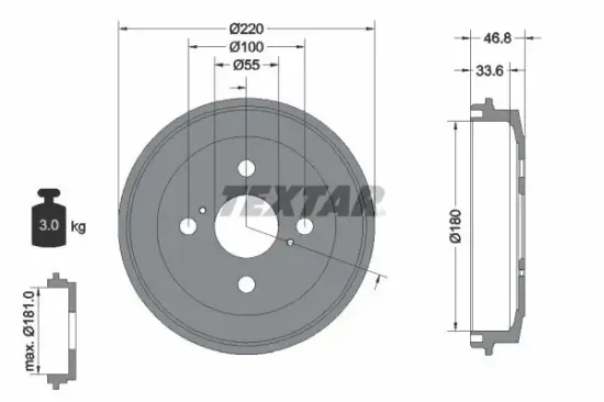 Bremstrommel TEXTAR 94036400 Bild Bremstrommel TEXTAR 94036400