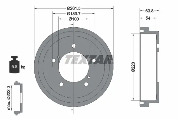 Bremstrommel Hinterachse TEXTAR 94037800