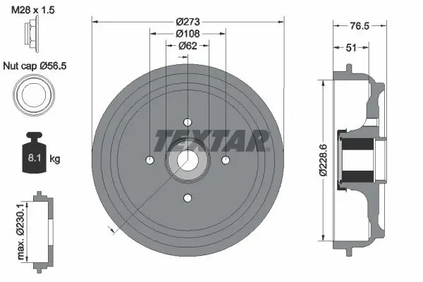 Bremstrommel TEXTAR 94037900