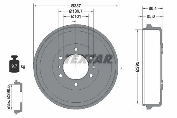 Bremstrommel Hinterachse TEXTAR 94039400