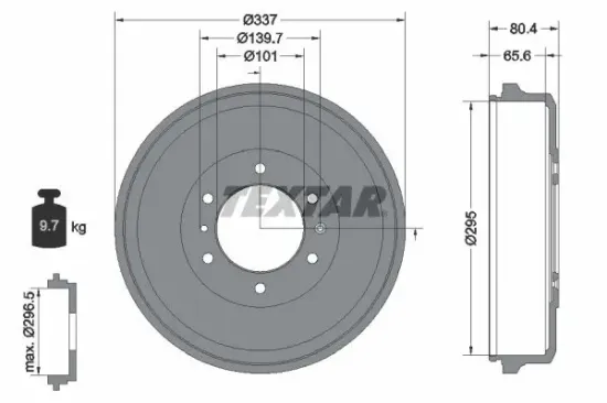 Bremstrommel Hinterachse TEXTAR 94039400 Bild Bremstrommel Hinterachse TEXTAR 94039400