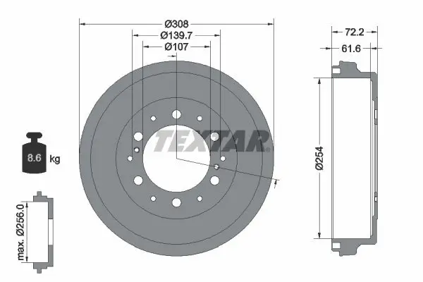 Bremstrommel Hinterachse TEXTAR 94039900