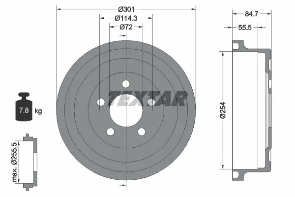 Bremstrommel Hinterachse TEXTAR 94040100