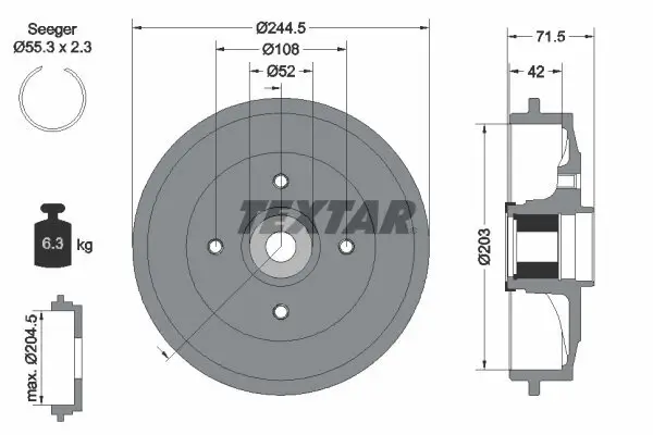 Bremstrommel TEXTAR 94041200