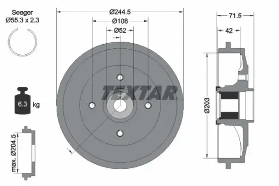 Bremstrommel TEXTAR 94041200 Bild Bremstrommel TEXTAR 94041200