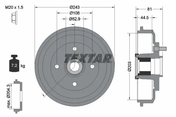 Bremstrommel TEXTAR 94041300