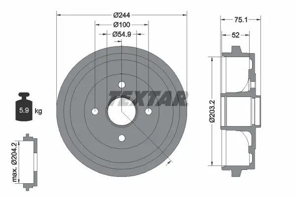 Bremstrommel Hinterachse TEXTAR 94043200