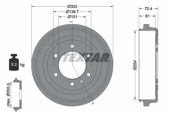 Bremstrommel Hinterachse TEXTAR 94043600