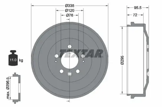 Bremstrommel Hinterachse TEXTAR 94043900 Bild Bremstrommel Hinterachse TEXTAR 94043900