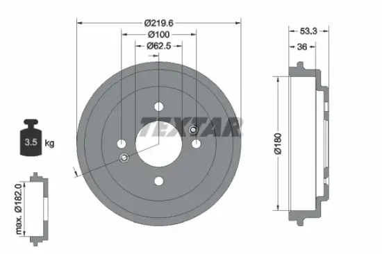 Bremstrommel Hinterachse TEXTAR 94044400 Bild Bremstrommel Hinterachse TEXTAR 94044400
