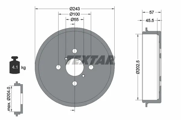 Bremstrommel Hinterachse TEXTAR 94045200