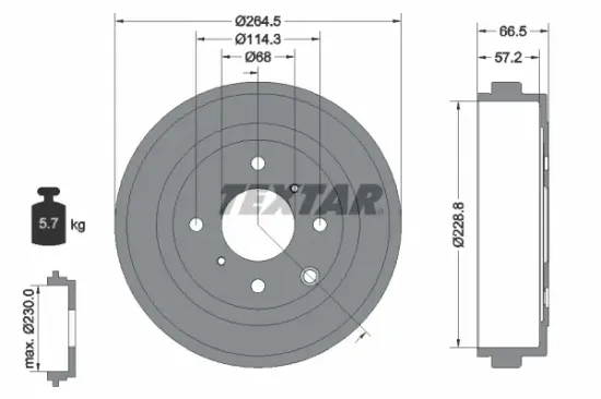 Bremstrommel Hinterachse TEXTAR 94046400 Bild Bremstrommel Hinterachse TEXTAR 94046400