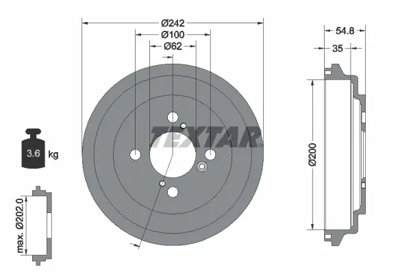 Bremstrommel Hinterachse TEXTAR 94046900