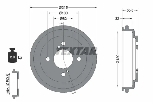 Bremstrommel Hinterachse TEXTAR 94049200