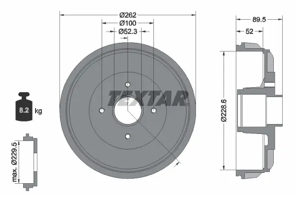 Bremstrommel Hinterachse TEXTAR 94049700