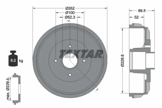 Bremstrommel Hinterachse TEXTAR 94049700 Bild Bremstrommel Hinterachse TEXTAR 94049700