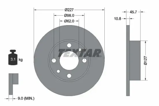 Bremsscheibe TEXTAR 92019300 Bild Bremsscheibe TEXTAR 92019300