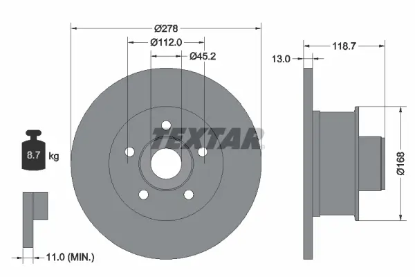 Bremsscheibe Vorderachse TEXTAR 92022000