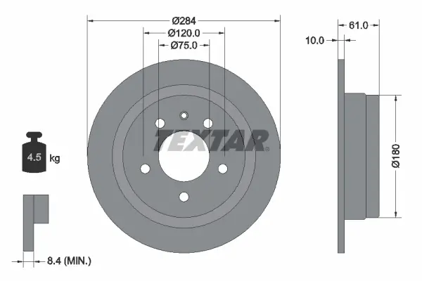 Bremsscheibe Hinterachse TEXTAR 92022400