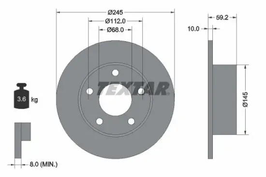 Bremsscheibe Hinterachse TEXTAR 92022800 Bild Bremsscheibe Hinterachse TEXTAR 92022800