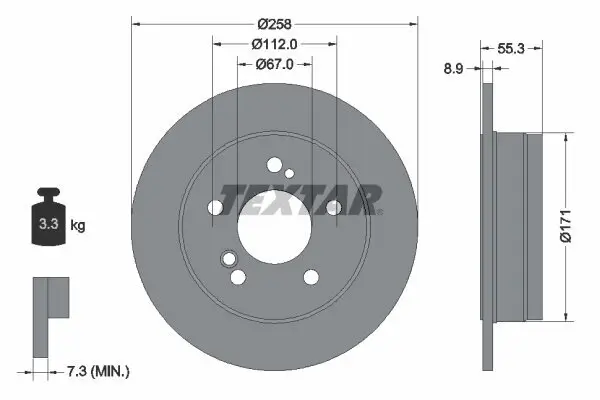 Bremsscheibe Hinterachse TEXTAR 92032003