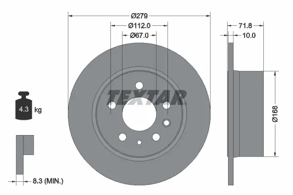 Bremsscheibe Hinterachse TEXTAR 92032600