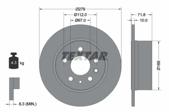 Bremsscheibe Hinterachse TEXTAR 92032600 Bild Bremsscheibe Hinterachse TEXTAR 92032600