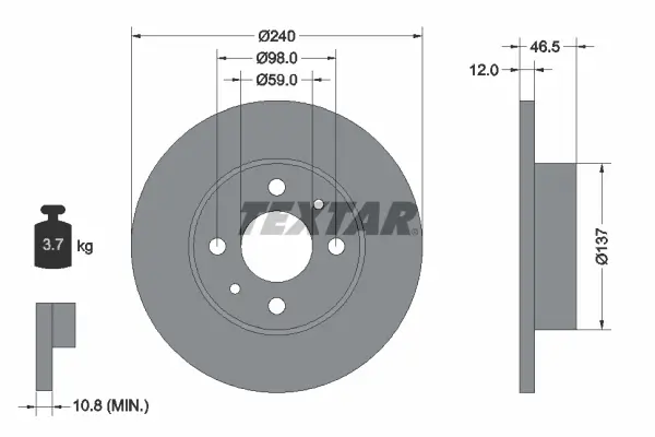 Bremsscheibe Vorderachse TEXTAR 92034500