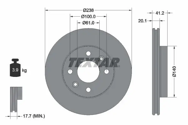 Bremsscheibe TEXTAR 92036203