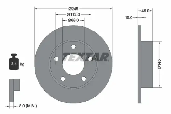 Bremsscheibe Hinterachse TEXTAR 92037400 Bild Bremsscheibe Hinterachse TEXTAR 92037400