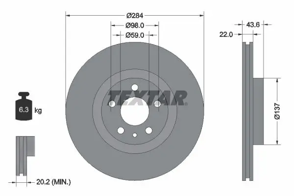 Bremsscheibe TEXTAR 92046803