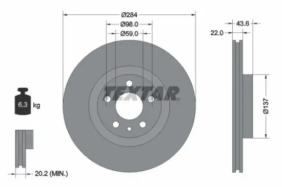 Bremsscheibe Vorderachse TEXTAR 92046803 Bild Bremsscheibe Vorderachse TEXTAR 92046803