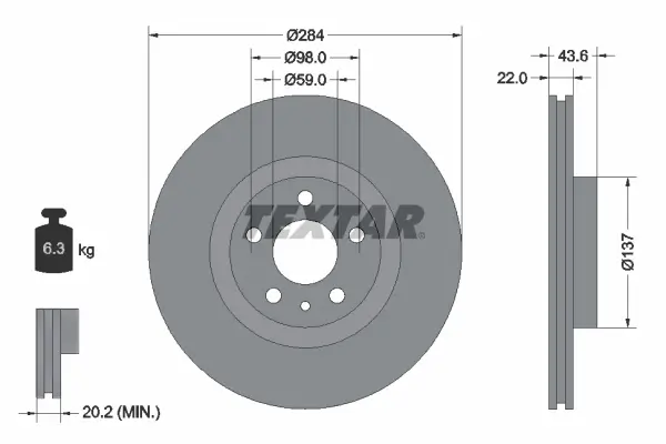 Bremsscheibe Vorderachse TEXTAR 92046803