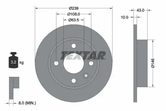 Bremsscheibe Vorderachse TEXTAR 92050900 Bild Bremsscheibe Vorderachse TEXTAR 92050900