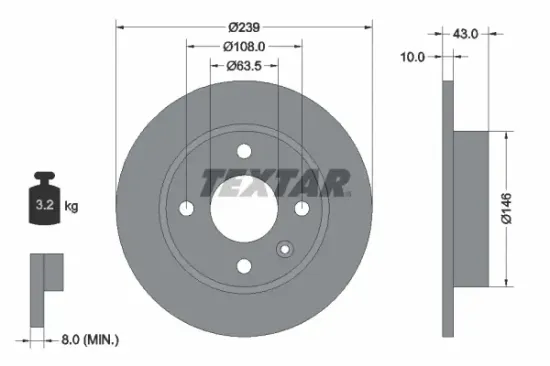 Bremsscheibe Vorderachse TEXTAR 92050900 Bild Bremsscheibe Vorderachse TEXTAR 92050900