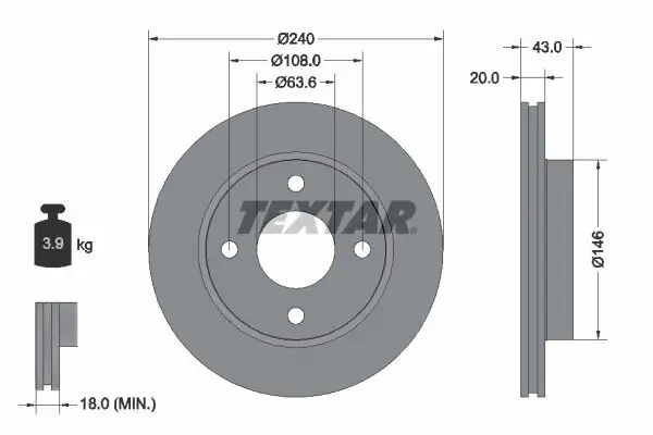 Bremsscheibe TEXTAR 92051003