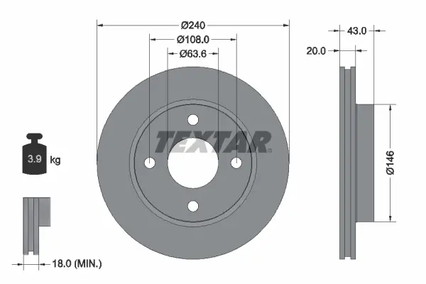 Bremsscheibe Vorderachse TEXTAR 92051003