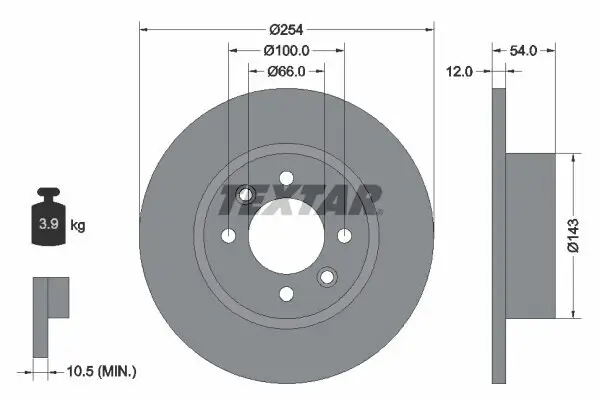 Bremsscheibe Hinterachse TEXTAR 92051500