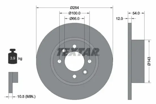 Bremsscheibe Hinterachse TEXTAR 92051500 Bild Bremsscheibe Hinterachse TEXTAR 92051500