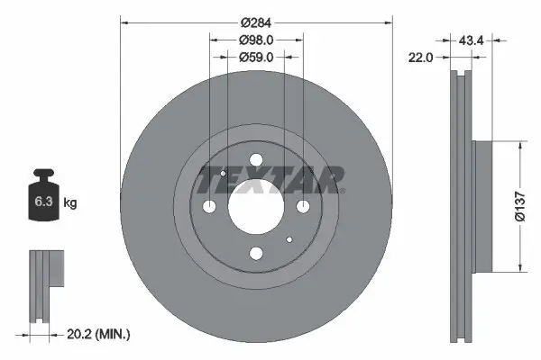 Bremsscheibe TEXTAR 92053500