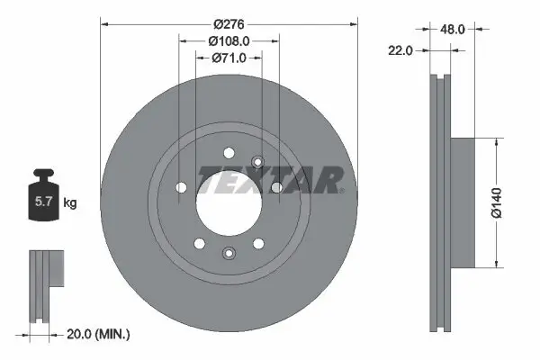 Bremsscheibe TEXTAR 92054400 Bild Bremsscheibe TEXTAR 92054400